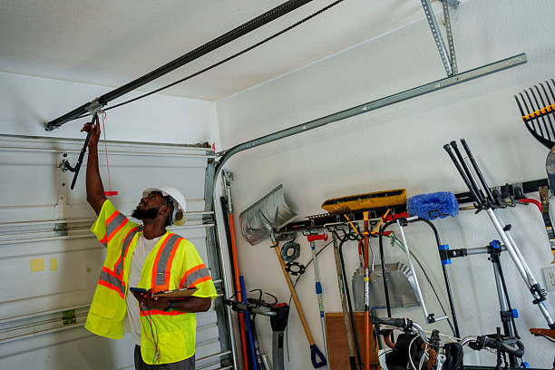 Professional Garage Door Installation technician working in De Leon, TX